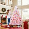 image:imageGoplus 5 FT Snow Flocked Christmas Tree Artificial Unlit Hinged Xmas Full Tree with 456 Lush Branch Tips Foldable Metal Stand Home Office Decoration Pink Gradient amp WhitePinkprelit