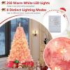 image:imageGoplus 5 FT Snow Flocked Christmas Tree Artificial Unlit Hinged Xmas Full Tree with 456 Lush Branch Tips Foldable Metal Stand Home Office Decoration Pink Gradient amp WhitePink