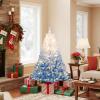 image:imageGoplus 5 FT Snow Flocked Christmas Tree Artificial Unlit Hinged Xmas Full Tree with 456 Lush Branch Tips Foldable Metal Stand Home Office Decoration Pink Gradient amp WhiteBlueprelit