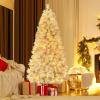 image:imageGoplus 5 FT Snow Flocked Christmas Tree Artificial Unlit Hinged Xmas Full Tree with 456 Lush Branch Tips Foldable Metal Stand Home Office Decoration Pink Gradient amp WhiteSilver