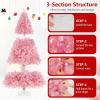 image:imageGoplus 5 FT Snow Flocked Christmas Tree Artificial Unlit Hinged Xmas Full Tree with 456 Lush Branch Tips Foldable Metal Stand Home Office Decoration Pink Gradient amp WhitePink