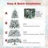 image:imageGoplus 5 FT Snow Flocked Christmas Tree Artificial Unlit Hinged Xmas Full Tree with 456 Lush Branch Tips Foldable Metal Stand Home Office Decoration Pink Gradient amp WhiteSnowy