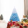 image:imageGoplus 5 FT Snow Flocked Christmas Tree Artificial Unlit Hinged Xmas Full Tree with 456 Lush Branch Tips Foldable Metal Stand Home Office Decoration Pink Gradient amp WhiteBlue Gradient