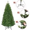 image:imageGoplus 5 FT Snow Flocked Christmas Tree Artificial Unlit Hinged Xmas Full Tree with 456 Lush Branch Tips Foldable Metal Stand Home Office Decoration Pink Gradient amp WhiteGreen