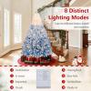 image:imageGoplus 5 FT Snow Flocked Christmas Tree Artificial Unlit Hinged Xmas Full Tree with 456 Lush Branch Tips Foldable Metal Stand Home Office Decoration Pink Gradient amp WhiteBlueprelit
