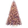 image:imageGoplus 5 FT Snow Flocked Christmas Tree Artificial Unlit Hinged Xmas Full Tree with 456 Lush Branch Tips Foldable Metal Stand Home Office Decoration Pink Gradient amp WhitePurple