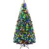 image:imageGoplus 5 FT Snow Flocked Christmas Tree Artificial Unlit Hinged Xmas Full Tree with 456 Lush Branch Tips Foldable Metal Stand Home Office Decoration Pink Gradient amp WhiteGreen