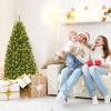 image:imageGoplus 5 FT Snow Flocked Christmas Tree Artificial Unlit Hinged Xmas Full Tree with 456 Lush Branch Tips Foldable Metal Stand Home Office Decoration Pink Gradient amp WhiteGreen