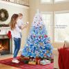 image:imageGoplus 5 FT Snow Flocked Christmas Tree Artificial Unlit Hinged Xmas Full Tree with 456 Lush Branch Tips Foldable Metal Stand Home Office Decoration Pink Gradient amp WhiteBlueprelit
