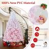 image:imageGoplus 5 FT Snow Flocked Christmas Tree Artificial Unlit Hinged Xmas Full Tree with 456 Lush Branch Tips Foldable Metal Stand Home Office Decoration Pink Gradient amp WhitePink Gradient