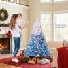 image:imageGoplus 5 FT Snow Flocked Christmas Tree Artificial Unlit Hinged Xmas Full Tree with 456 Lush Branch Tips Foldable Metal Stand Home Office Decoration Pink Gradient amp WhiteBlueprelit