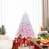 image:imageGoplus 5 FT Snow Flocked Christmas Tree Artificial Unlit Hinged Xmas Full Tree with 456 Lush Branch Tips Foldable Metal Stand Home Office Decoration Pink Gradient amp WhitePink Gradient