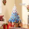 image:imageGoplus 5 FT Snow Flocked Christmas Tree Artificial Unlit Hinged Xmas Full Tree with 456 Lush Branch Tips Foldable Metal Stand Home Office Decoration Pink Gradient amp WhiteBlue Gradient