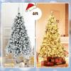 image:imageGoplus 5 FT Snow Flocked Christmas Tree Artificial Unlit Hinged Xmas Full Tree with 456 Lush Branch Tips Foldable Metal Stand Home Office Decoration Pink Gradient amp WhiteSnowyprelit