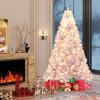 image:imageGoplus 5 FT Snow Flocked Christmas Tree Artificial Unlit Hinged Xmas Full Tree with 456 Lush Branch Tips Foldable Metal Stand Home Office Decoration Pink Gradient amp WhiteLavender