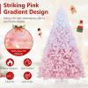image:imageGoplus 5 FT Snow Flocked Christmas Tree Artificial Unlit Hinged Xmas Full Tree with 456 Lush Branch Tips Foldable Metal Stand Home Office Decoration Pink Gradient amp WhitePinkprelit