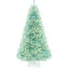 image:imageGoplus 5 FT Snow Flocked Christmas Tree Artificial Unlit Hinged Xmas Full Tree with 456 Lush Branch Tips Foldable Metal Stand Home Office Decoration Pink Gradient amp WhiteBlue