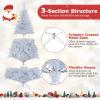 image:imageGoplus 5 FT Snow Flocked Christmas Tree Artificial Unlit Hinged Xmas Full Tree with 456 Lush Branch Tips Foldable Metal Stand Home Office Decoration Pink Gradient amp WhiteWhite