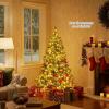 image:imageGoplus 5 FT Snow Flocked Christmas Tree Artificial Unlit Hinged Xmas Full Tree with 456 Lush Branch Tips Foldable Metal Stand Home Office Decoration Pink Gradient amp WhiteGreenwarm White