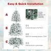 image:imageGoplus 5 FT Snow Flocked Christmas Tree Artificial Unlit Hinged Xmas Full Tree with 456 Lush Branch Tips Foldable Metal Stand Home Office Decoration Pink Gradient amp WhiteSnowy