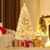 image:imageGoplus 5 FT Snow Flocked Christmas Tree Artificial Unlit Hinged Xmas Full Tree with 456 Lush Branch Tips Foldable Metal Stand Home Office Decoration Pink Gradient amp WhiteSilver