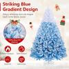 image:imageGoplus 5 FT Snow Flocked Christmas Tree Artificial Unlit Hinged Xmas Full Tree with 456 Lush Branch Tips Foldable Metal Stand Home Office Decoration Pink Gradient amp WhiteBlueprelit