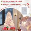 image:imageGoplus 5 FT Snow Flocked Christmas Tree Artificial Unlit Hinged Xmas Full Tree with 456 Lush Branch Tips Foldable Metal Stand Home Office Decoration Pink Gradient amp WhiteLavender