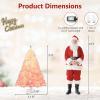 image:imageGoplus 5 FT Snow Flocked Christmas Tree Artificial Unlit Hinged Xmas Full Tree with 456 Lush Branch Tips Foldable Metal Stand Home Office Decoration Pink Gradient amp WhitePinkprelit