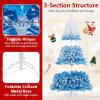 image:imageGoplus 5 FT Snow Flocked Christmas Tree Artificial Unlit Hinged Xmas Full Tree with 456 Lush Branch Tips Foldable Metal Stand Home Office Decoration Pink Gradient amp WhiteBlueprelit