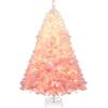 image:imageGoplus 5 FT Snow Flocked Christmas Tree Artificial Unlit Hinged Xmas Full Tree with 456 Lush Branch Tips Foldable Metal Stand Home Office Decoration Pink Gradient amp WhitePinkprelit