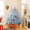 image:imageGoplus 5 FT Snow Flocked Christmas Tree Artificial Unlit Hinged Xmas Full Tree with 456 Lush Branch Tips Foldable Metal Stand Home Office Decoration Pink Gradient amp WhiteBlue Gradient