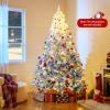image:imageGoplus 5 FT Snow Flocked Christmas Tree Artificial Unlit Hinged Xmas Full Tree with 456 Lush Branch Tips Foldable Metal Stand Home Office Decoration Pink Gradient amp WhiteBlueprelit