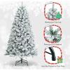 image:imageGoplus 5 FT Snow Flocked Christmas Tree Artificial Unlit Hinged Xmas Full Tree with 456 Lush Branch Tips Foldable Metal Stand Home Office Decoration Pink Gradient amp WhiteSnowy