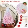 image:imageGoplus 5 FT Snow Flocked Christmas Tree Artificial Unlit Hinged Xmas Full Tree with 456 Lush Branch Tips Foldable Metal Stand Home Office Decoration Pink Gradient amp WhitePink Gradient
