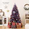 image:imageGoplus 5 FT Snow Flocked Christmas Tree Artificial Unlit Hinged Xmas Full Tree with 456 Lush Branch Tips Foldable Metal Stand Home Office Decoration Pink Gradient amp WhitePurple