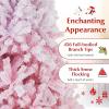image:imageGoplus 5 FT Snow Flocked Christmas Tree Artificial Unlit Hinged Xmas Full Tree with 456 Lush Branch Tips Foldable Metal Stand Home Office Decoration Pink Gradient amp WhitePink Gradient