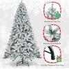 image:imageGoplus 5 FT Snow Flocked Christmas Tree Artificial Unlit Hinged Xmas Full Tree with 456 Lush Branch Tips Foldable Metal Stand Home Office Decoration Pink Gradient amp WhiteSnowy