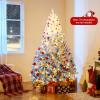 image:imageGoplus 5 FT Snow Flocked Christmas Tree Artificial Unlit Hinged Xmas Full Tree with 456 Lush Branch Tips Foldable Metal Stand Home Office Decoration Pink Gradient amp WhiteBlueprelit