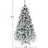 image:imageGoplus 5 FT Snow Flocked Christmas Tree Artificial Unlit Hinged Xmas Full Tree with 456 Lush Branch Tips Foldable Metal Stand Home Office Decoration Pink Gradient amp WhiteSnowyprelit