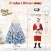 image:imageGoplus 5 FT Snow Flocked Christmas Tree Artificial Unlit Hinged Xmas Full Tree with 456 Lush Branch Tips Foldable Metal Stand Home Office Decoration Pink Gradient amp WhiteBlueprelit