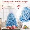 image:imageGoplus 5 FT Snow Flocked Christmas Tree Artificial Unlit Hinged Xmas Full Tree with 456 Lush Branch Tips Foldable Metal Stand Home Office Decoration Pink Gradient amp WhiteBlue Gradient
