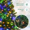 image:imageGoplus 5 FT Snow Flocked Christmas Tree Artificial Unlit Hinged Xmas Full Tree with 456 Lush Branch Tips Foldable Metal Stand Home Office Decoration Pink Gradient amp WhiteGreen
