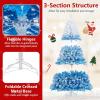 image:imageGoplus 5 FT Snow Flocked Christmas Tree Artificial Unlit Hinged Xmas Full Tree with 456 Lush Branch Tips Foldable Metal Stand Home Office Decoration Pink Gradient amp WhiteBlueprelit