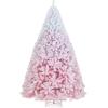 image:imageGoplus 5 FT Snow Flocked Christmas Tree Artificial Unlit Hinged Xmas Full Tree with 456 Lush Branch Tips Foldable Metal Stand Home Office Decoration Pink Gradient amp WhitePink Gradient