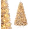 image:imageGoplus 5 FT Snow Flocked Christmas Tree Artificial Unlit Hinged Xmas Full Tree with 456 Lush Branch Tips Foldable Metal Stand Home Office Decoration Pink Gradient amp WhiteSilver