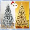 image:imageGoplus 5 FT Snow Flocked Christmas Tree Artificial Unlit Hinged Xmas Full Tree with 456 Lush Branch Tips Foldable Metal Stand Home Office Decoration Pink Gradient amp WhiteSnowyprelit
