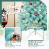 image:imageGoplus 5 FT Snow Flocked Christmas Tree Artificial Unlit Hinged Xmas Full Tree with 456 Lush Branch Tips Foldable Metal Stand Home Office Decoration Pink Gradient amp WhiteBlue