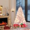 image:imageGoplus 5 FT Snow Flocked Christmas Tree Artificial Unlit Hinged Xmas Full Tree with 456 Lush Branch Tips Foldable Metal Stand Home Office Decoration Pink Gradient amp WhiteLavender