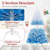 image:imageGoplus 5 FT Snow Flocked Christmas Tree Artificial Unlit Hinged Xmas Full Tree with 456 Lush Branch Tips Foldable Metal Stand Home Office Decoration Pink Gradient amp WhiteBlue Gradient