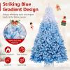 image:imageGoplus 5 FT Snow Flocked Christmas Tree Artificial Unlit Hinged Xmas Full Tree with 456 Lush Branch Tips Foldable Metal Stand Home Office Decoration Pink Gradient amp WhiteBlueprelit